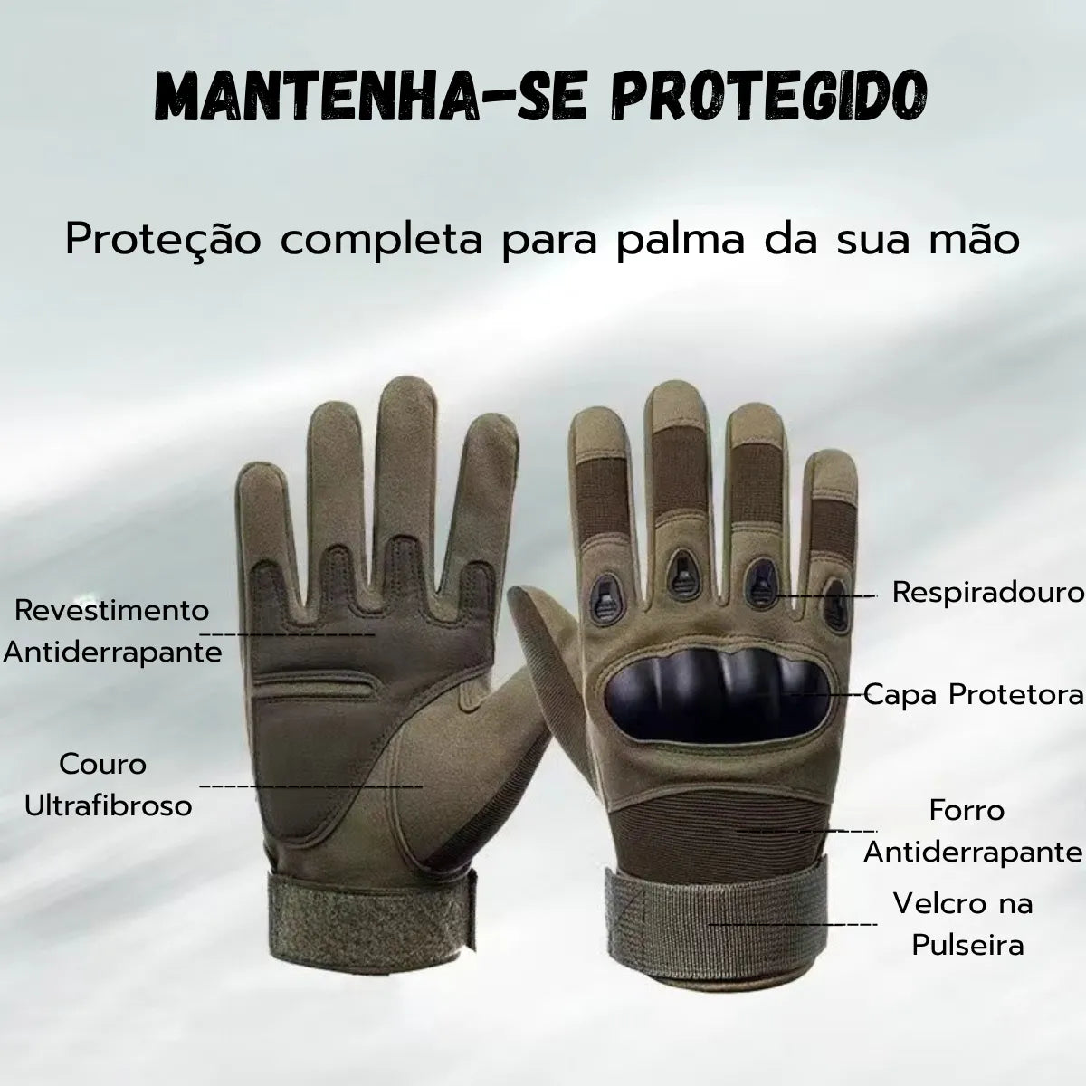 Luva Tática Full Finger Dominium – Proteção, Grip Antiderrapante e Alta Resistência
