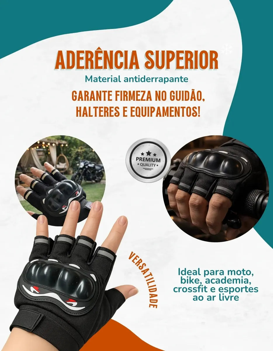 Luva Tática Meio Dedo Dominium – Grip Antiderrapante, Conforto e Alta Performance