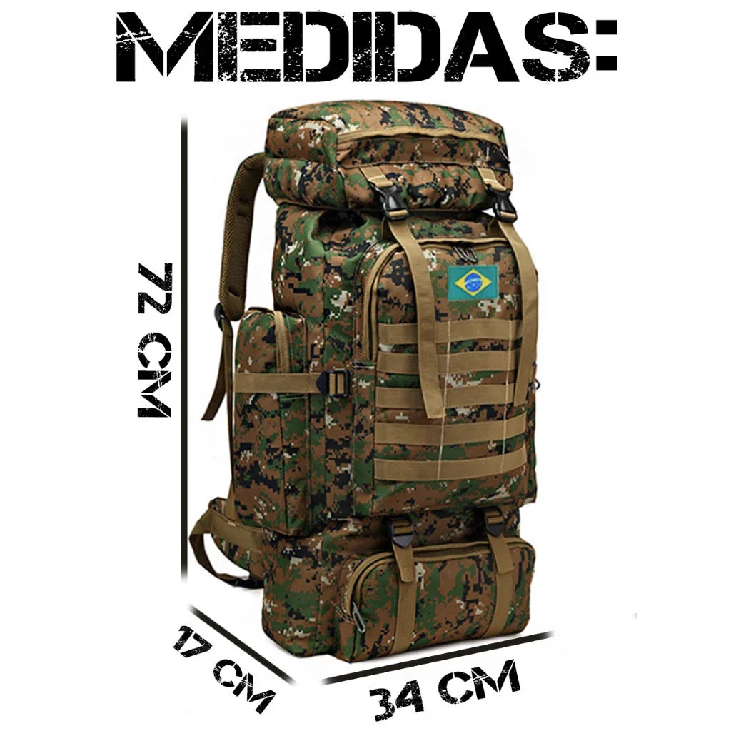 Mochila Cargueira Impermeável Dominium – Grande Capacidade para Viagem, Trilha e Camping