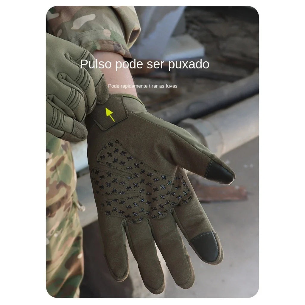Luva Tática Touch Screen Dominium – Impermeável, Antiderrapante e Proteção e Aderência