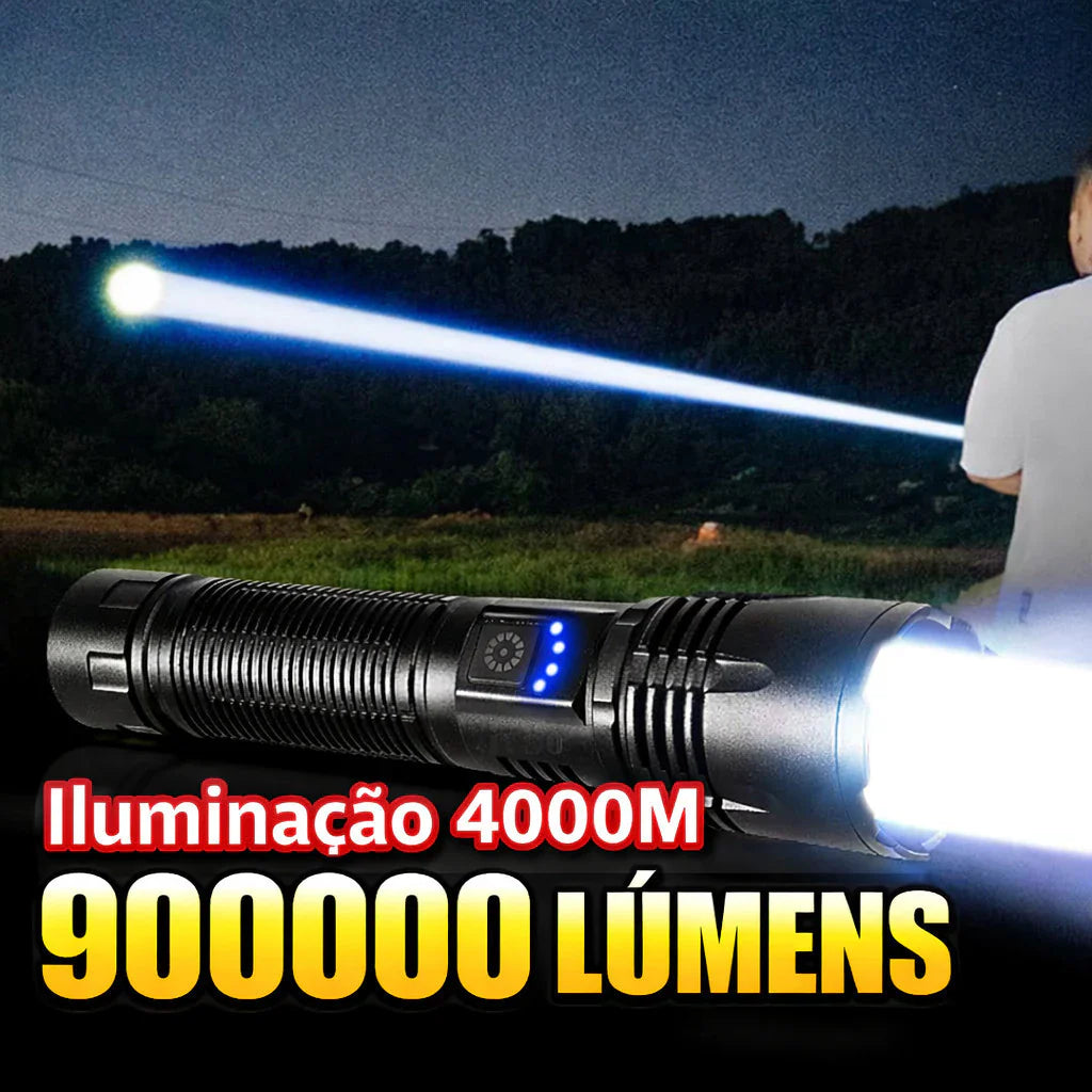 Lanterna Tática LED Recarregável Dominium – Iluminação Potente, Alcance e Recarga USB