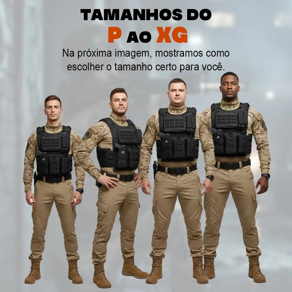 Colete Tático Modular com 5 Acessórios Dominium – Completo, Ajustável e Molle