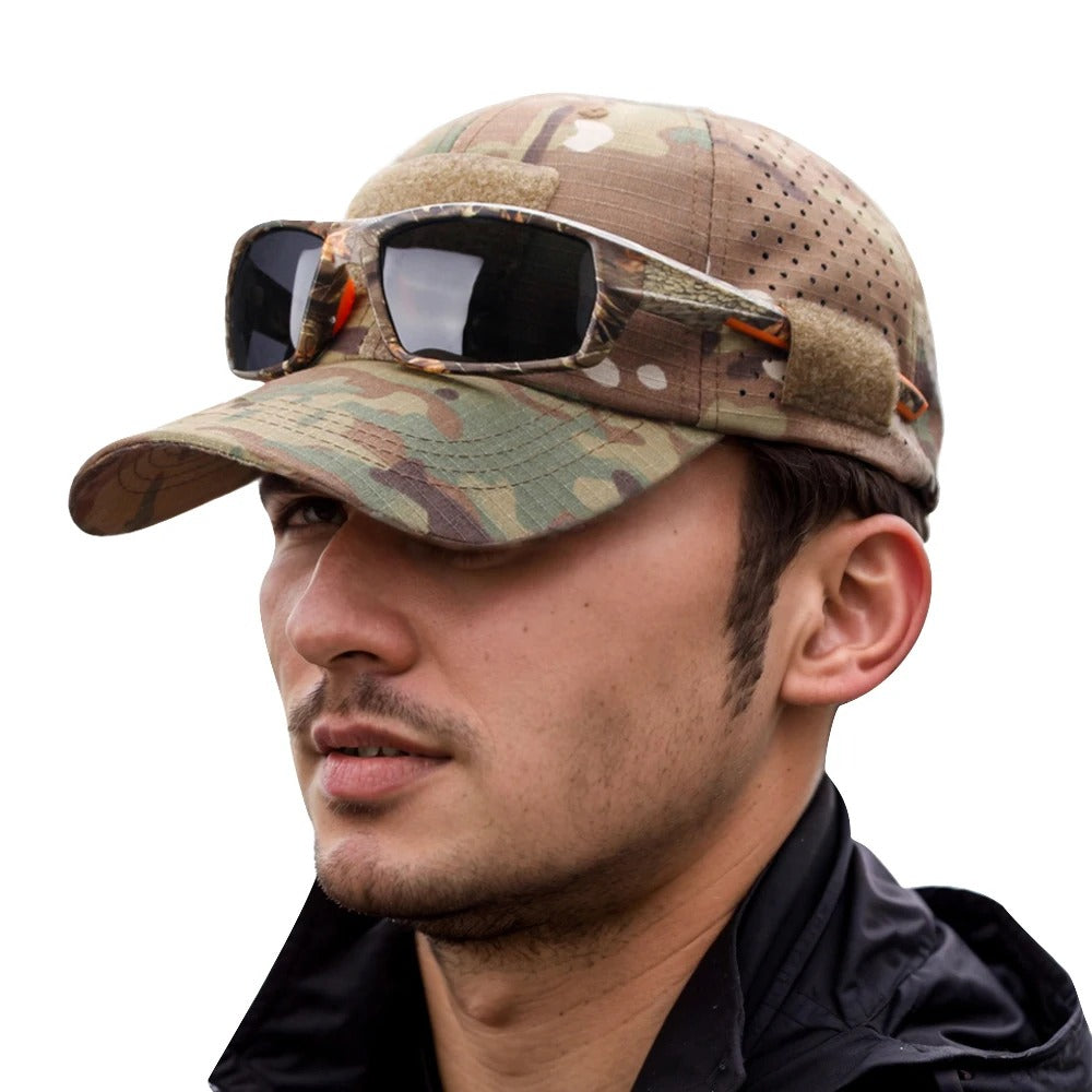 Boné Tático Camuflado Dominium – Respirável, Ajustável e Proteção Solar