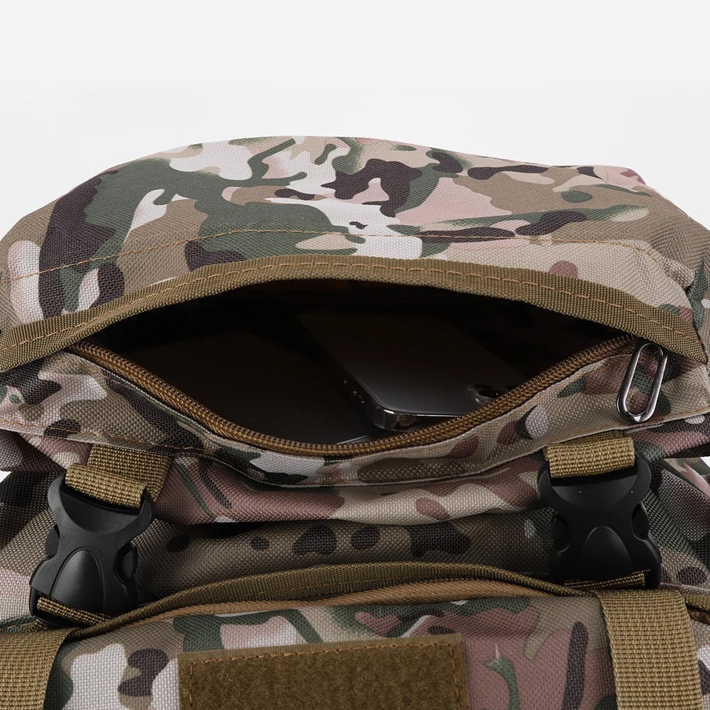 Mochila Tática 80L Dominium – Impermeável, Camuflada e Ultra Resistente 600D