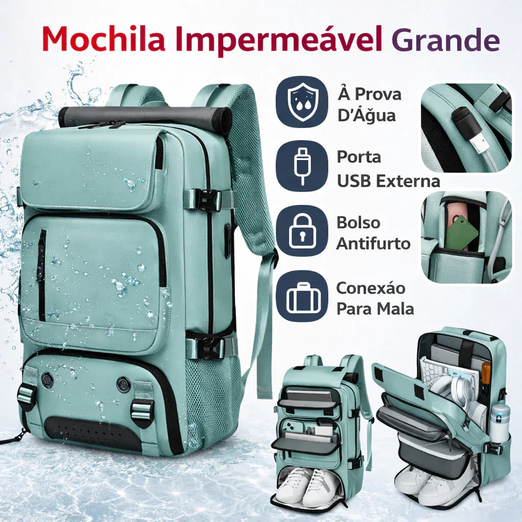 Mochila Multifuncional Impermeável Dominium – 30L com USB e Compartimento para Notebook