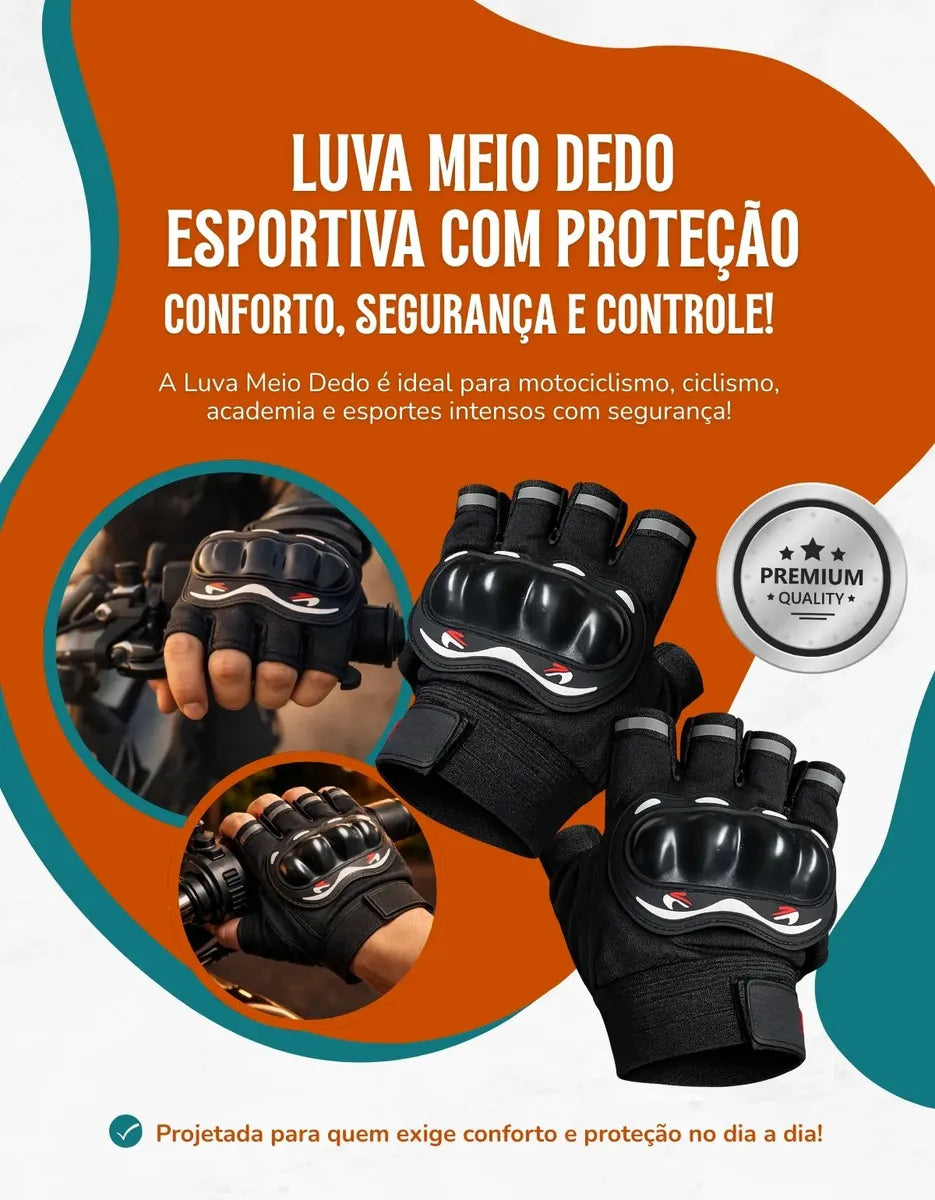 Luva Tática Meio Dedo Dominium – Grip Antiderrapante, Conforto e Alta Performance