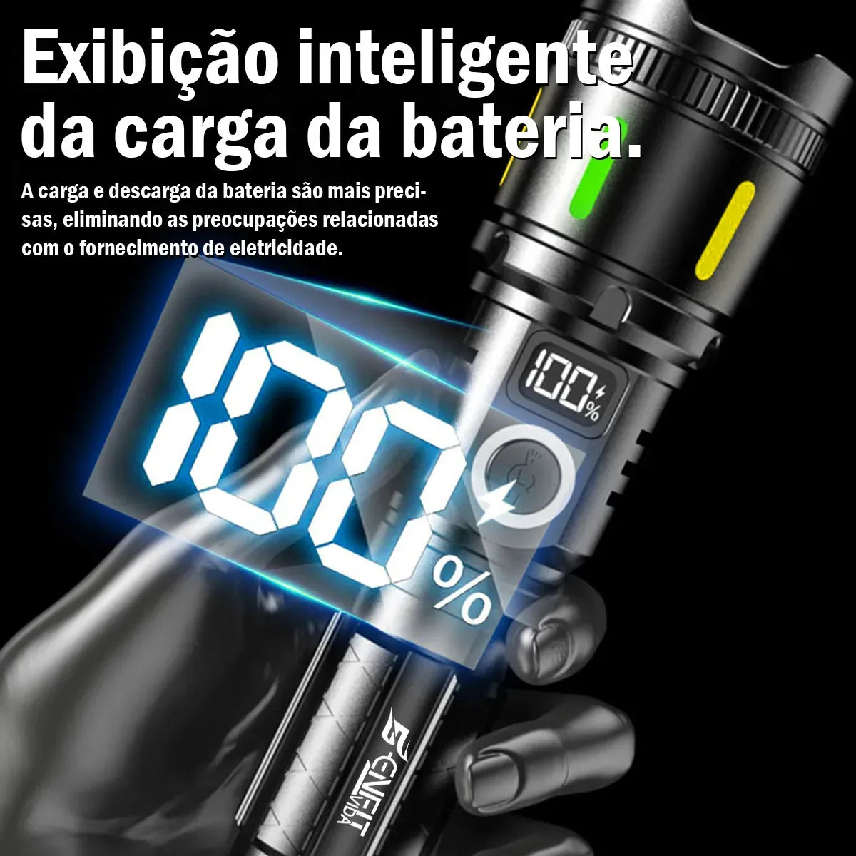 Lanterna Tática LED Zoom Dominium – 3600LM, Alcance Ampliado, Recarga USB e 2 Baterias