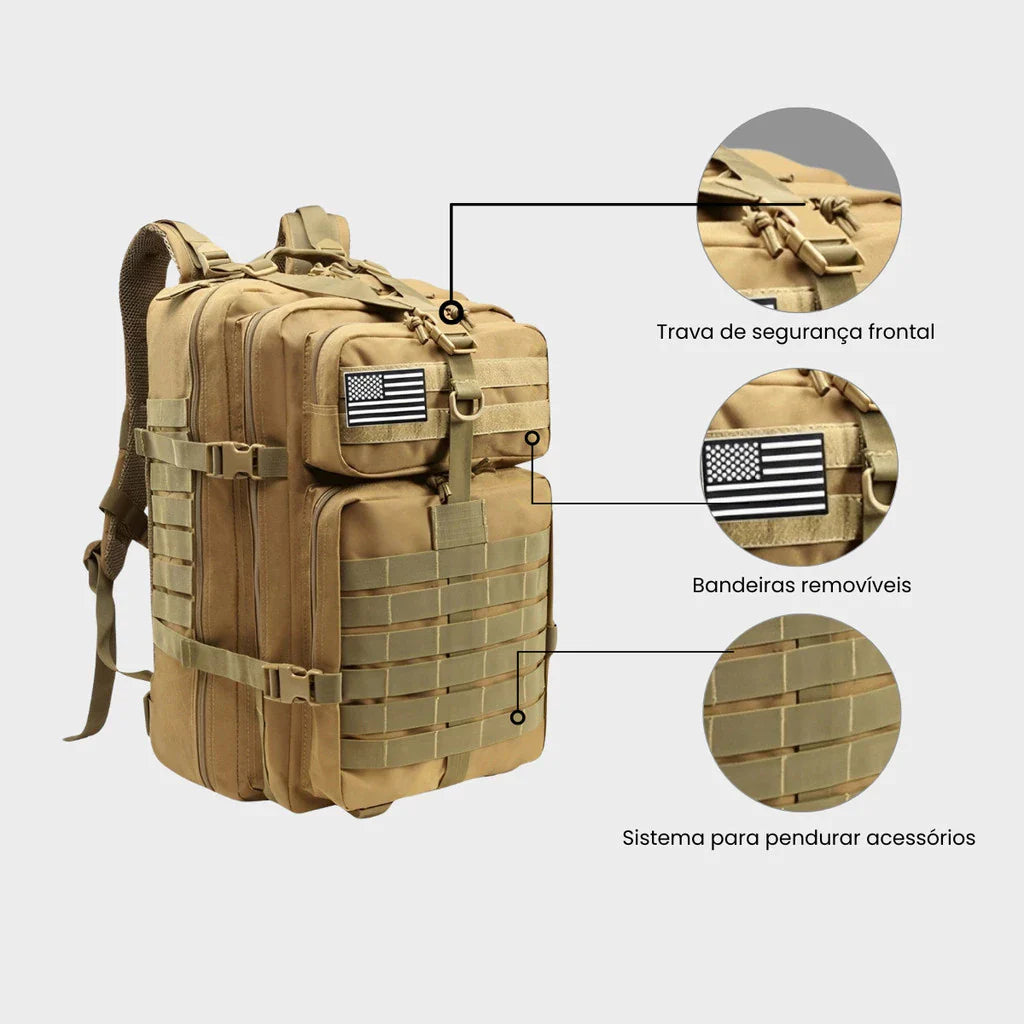 Mochila Tática 50L Dominium – Resistente à Água, Molle e Compartimento para Notebook