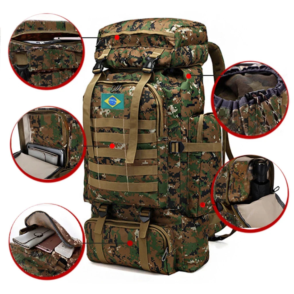 Mochila Cargueira Impermeável Dominium – Grande Capacidade para Viagem, Trilha e Camping