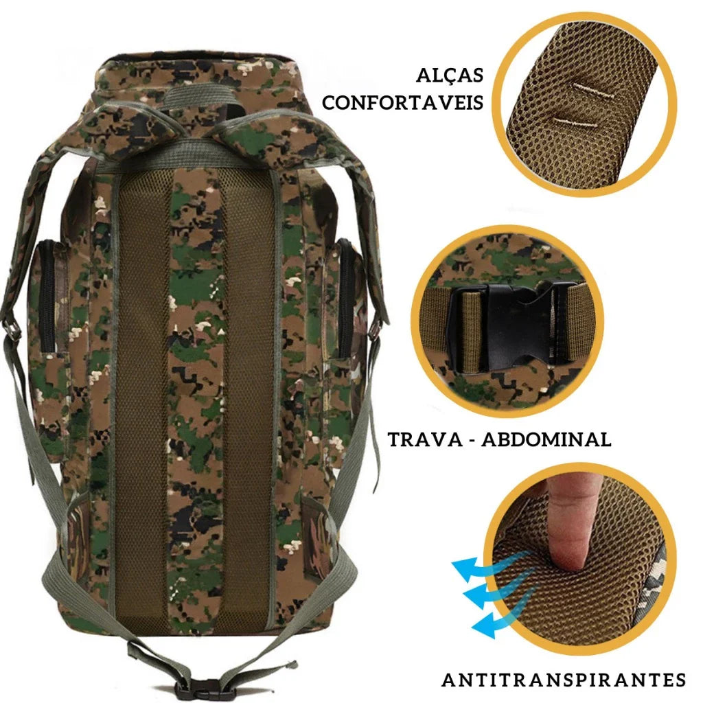 Mochila Cargueira Impermeável Dominium – Grande Capacidade para Viagem, Trilha e Camping