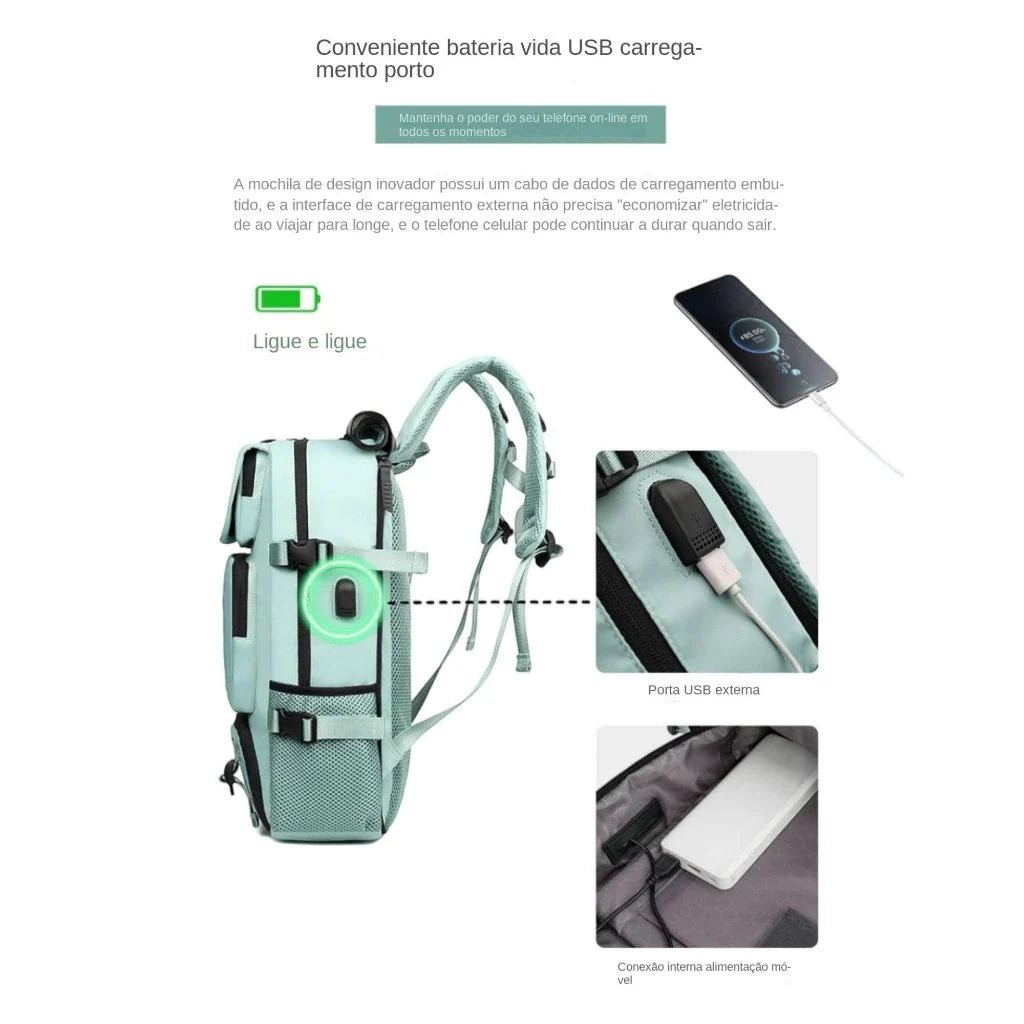 Mochila Multifuncional Impermeável Dominium – 30L com USB e Compartimento para Notebook