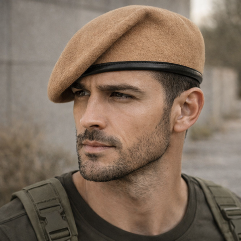 Boné Tático de Lã Dominium – Estilo Militar Premium com Acabamento em Couro