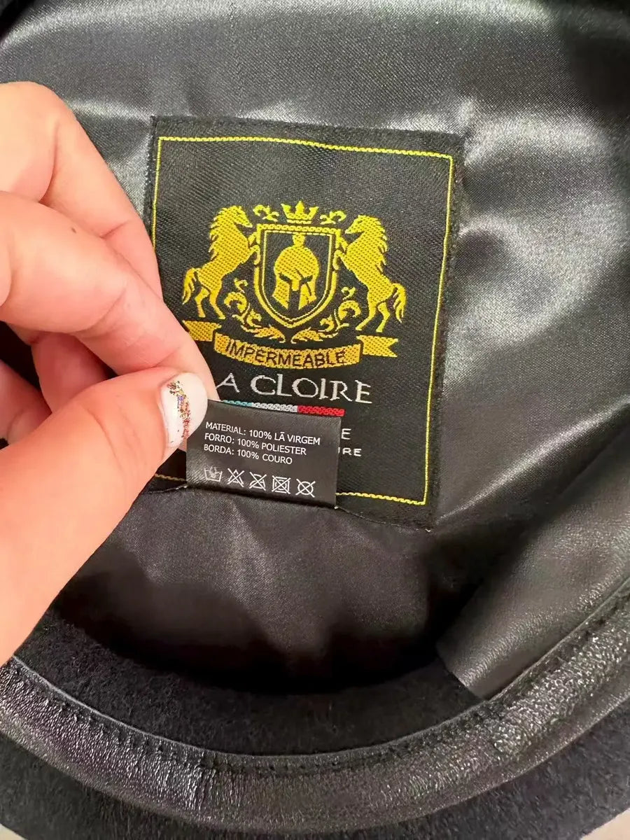 Boina Tática Preta Dominium – 100% Lã Premium com Acabamento em Couro