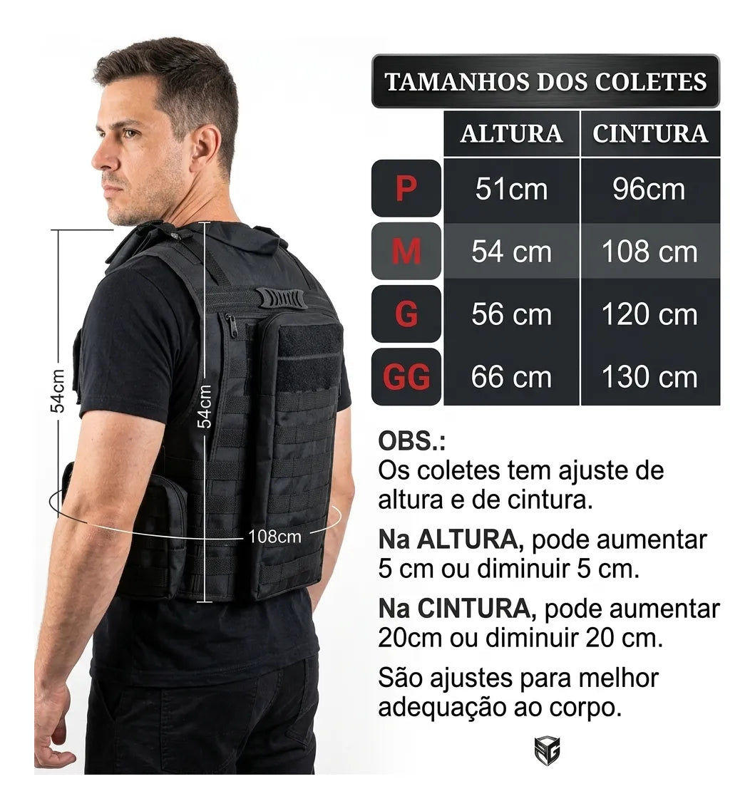 Colete Tático Modular Profissional + Bandoleira Dominium – Completo e Ajustável
