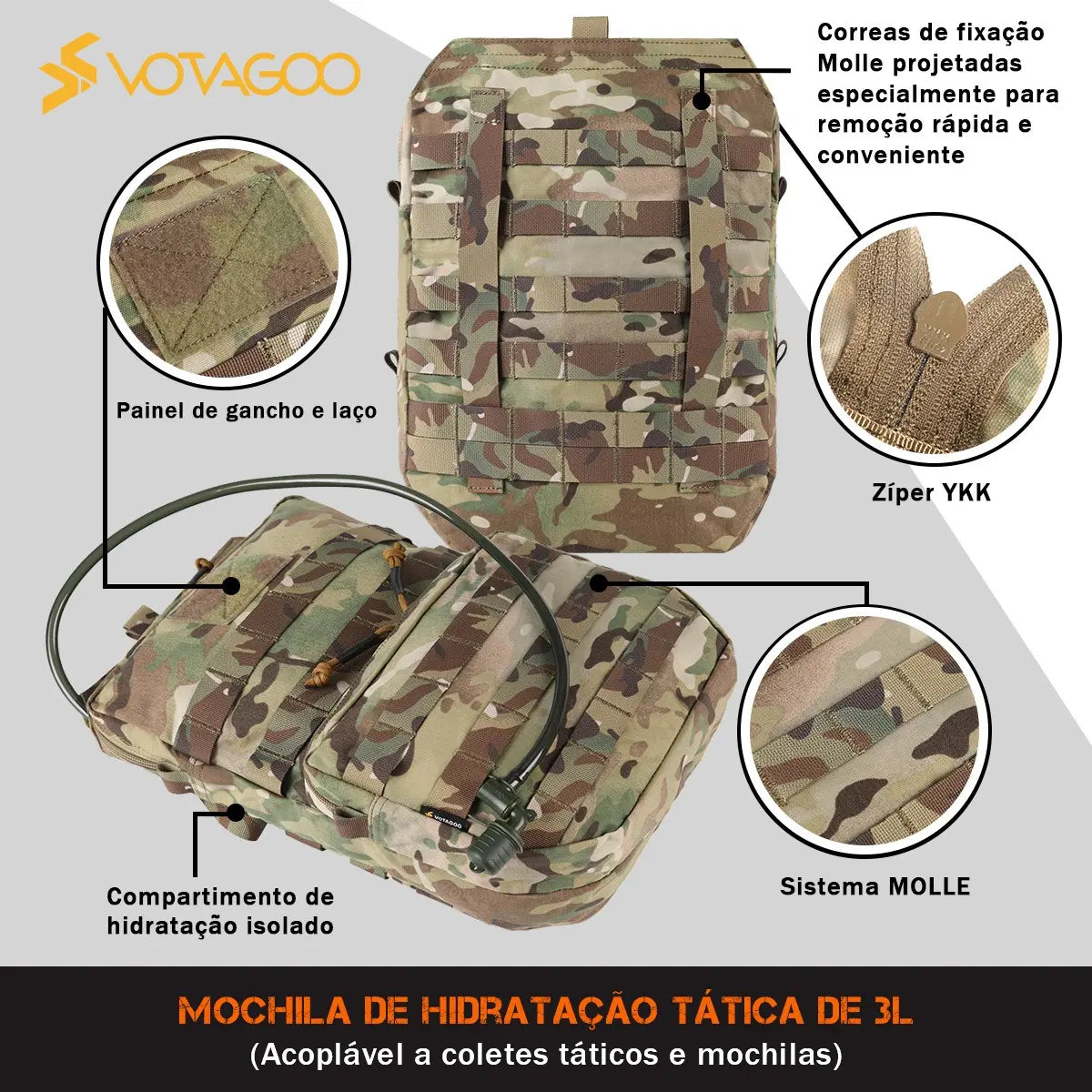 Bolsa de Hidratação Tática 3L Dominium – Leve, Resistente e Sistema MOLLE