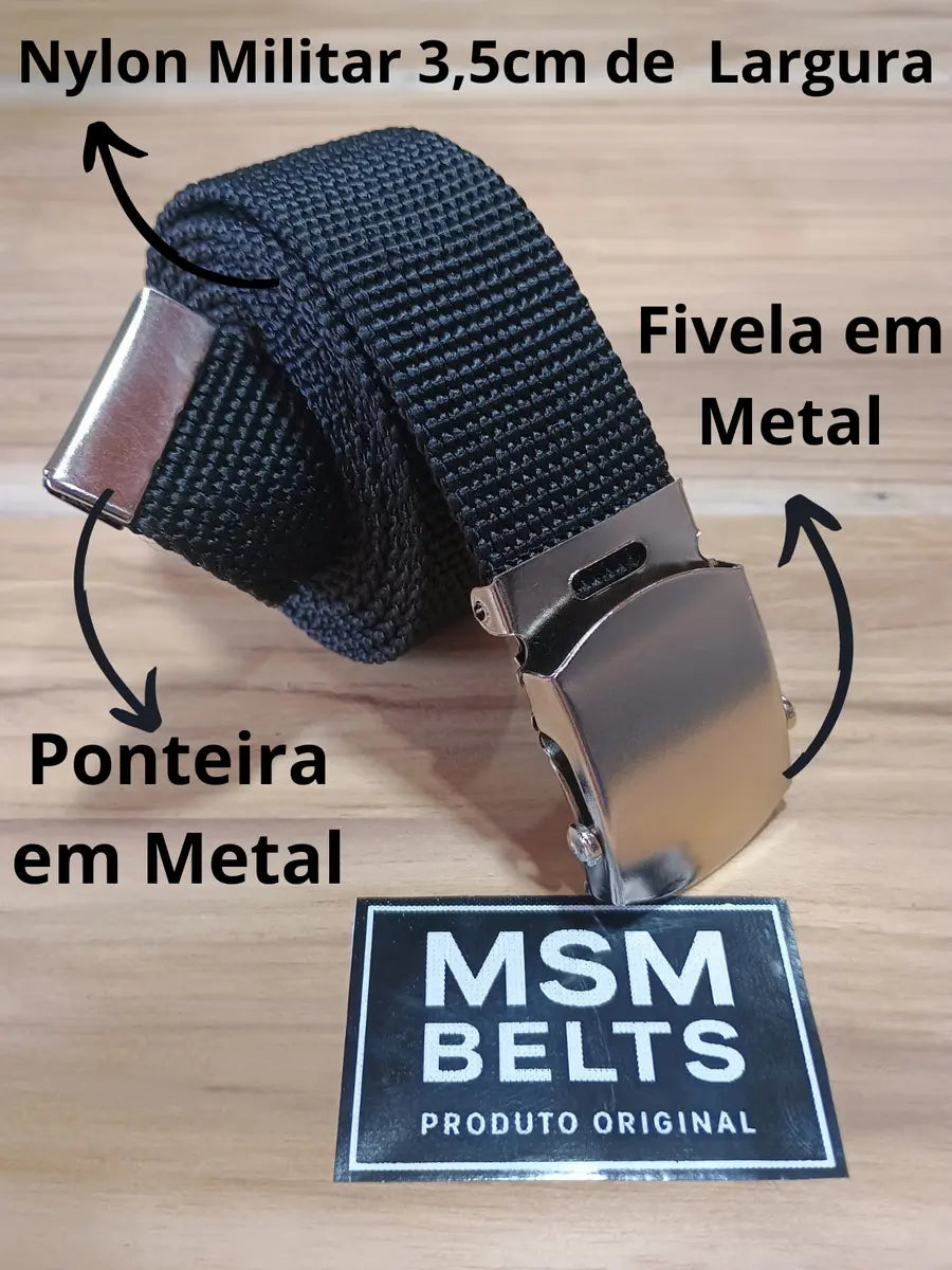 Cinto Tático Militar Dominium – Nylon Reforçado Ajustável até 160cm com Fivela de Metal