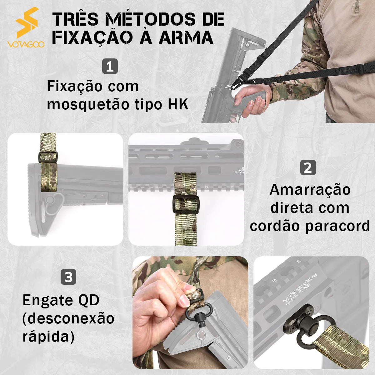 Bandoleira Tática 2 Pontos QD Dominium – Ajuste Rápido e Máximo Conforto