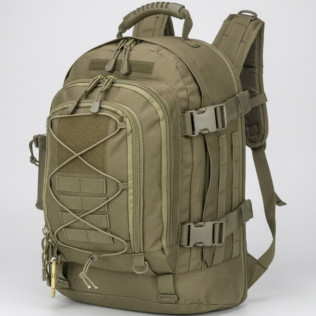 Mochila Tática 60L Dominium – Molle Impermeável para Camping, Trekking e Missões 72h