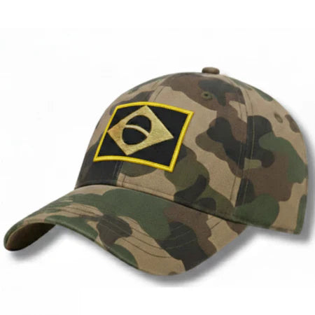Boné Tático Bandeira do Brasil Dominium – Camuflado, Ajustável e Estilo Militar