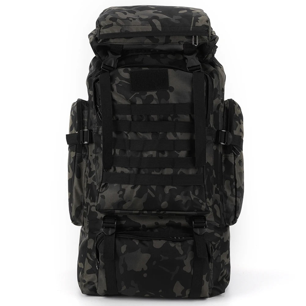 Mochila Tática 80L Dominium – Impermeável, Camuflada e Ultra Resistente 600D
