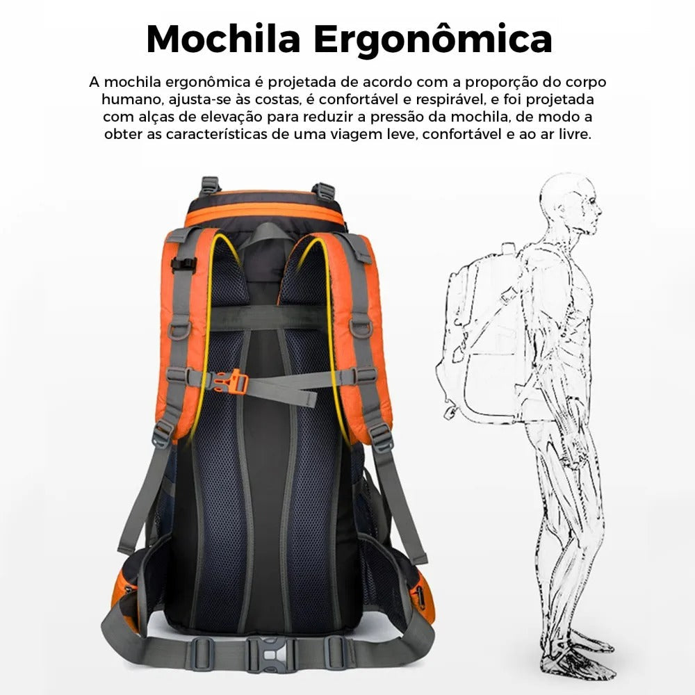 Mochila Tática 70L Impermeável Dominium – Alta Capacidade para Trilhas e Viagens