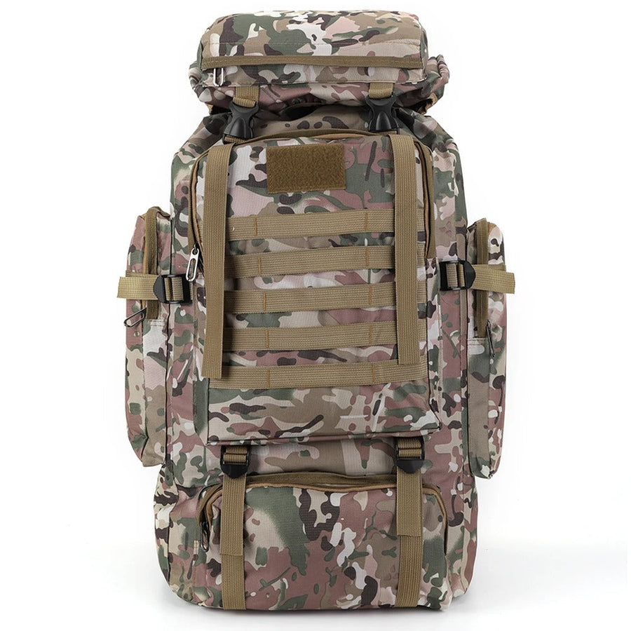Mochila Tática 80L Dominium – Impermeável, Camuflada e Ultra Resistente 600D
