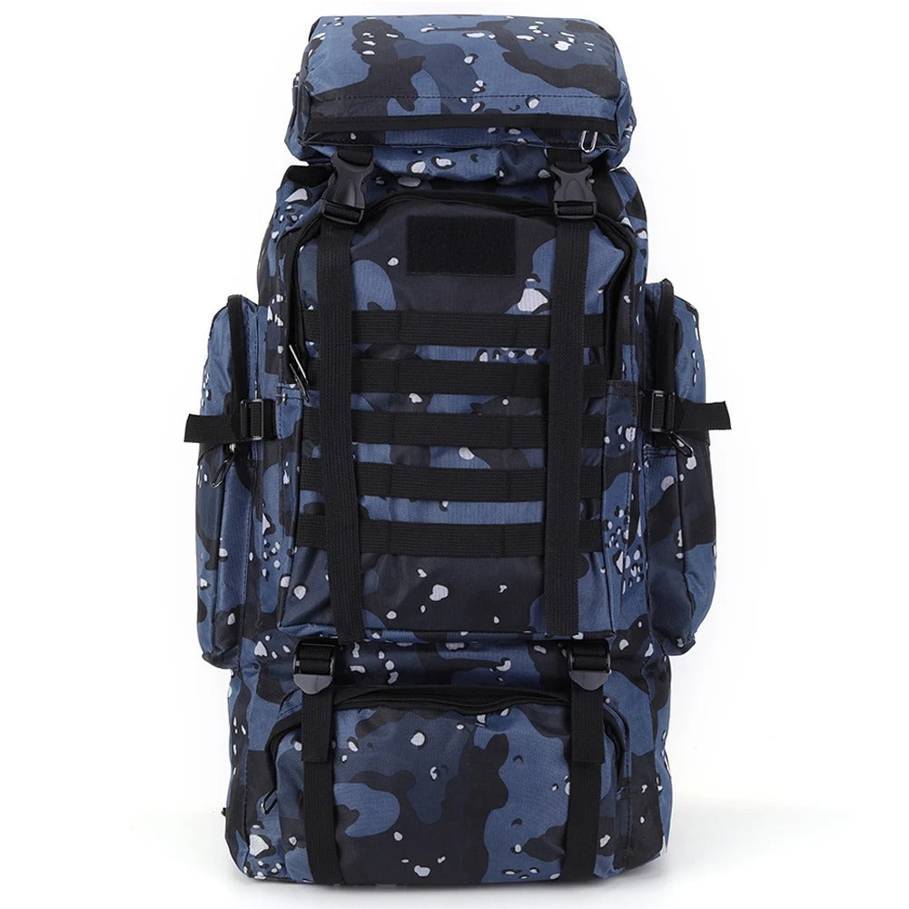 Mochila Tática 80L Dominium – Impermeável, Camuflada e Ultra Resistente 600D